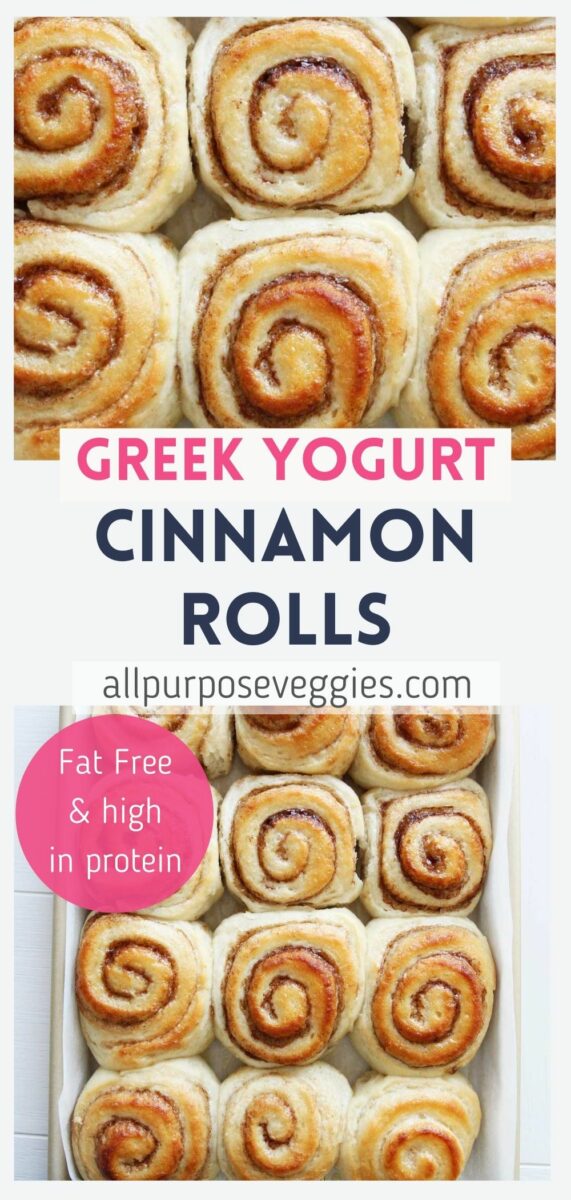 pin image Fat Free Greek Yogurt Cinnamon Rolls (Easy Sheet Pan Recipe)
