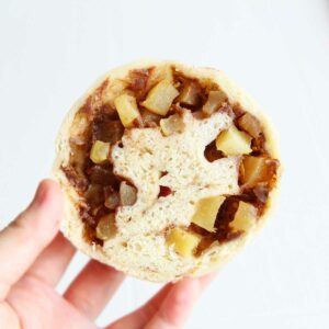 diced apple pie stuffed bagels - bagel stuffing idea