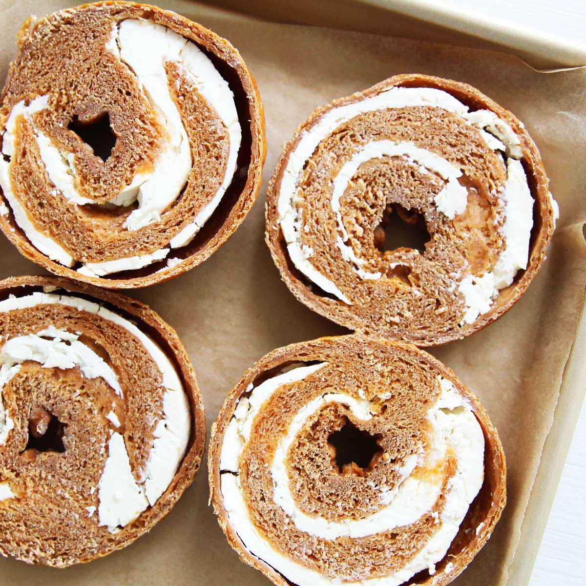 Healthy Pumpkin Bagels Stuffed with Cream Cheese (with Step-by-Step Photos) - Nutella Stuffed Banana