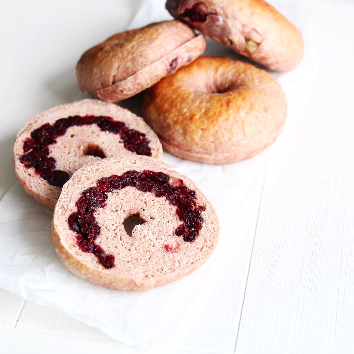 How To Make Stuffed Cranberry Bagels With Canned Cranberry Sauce - cauliflower bagel