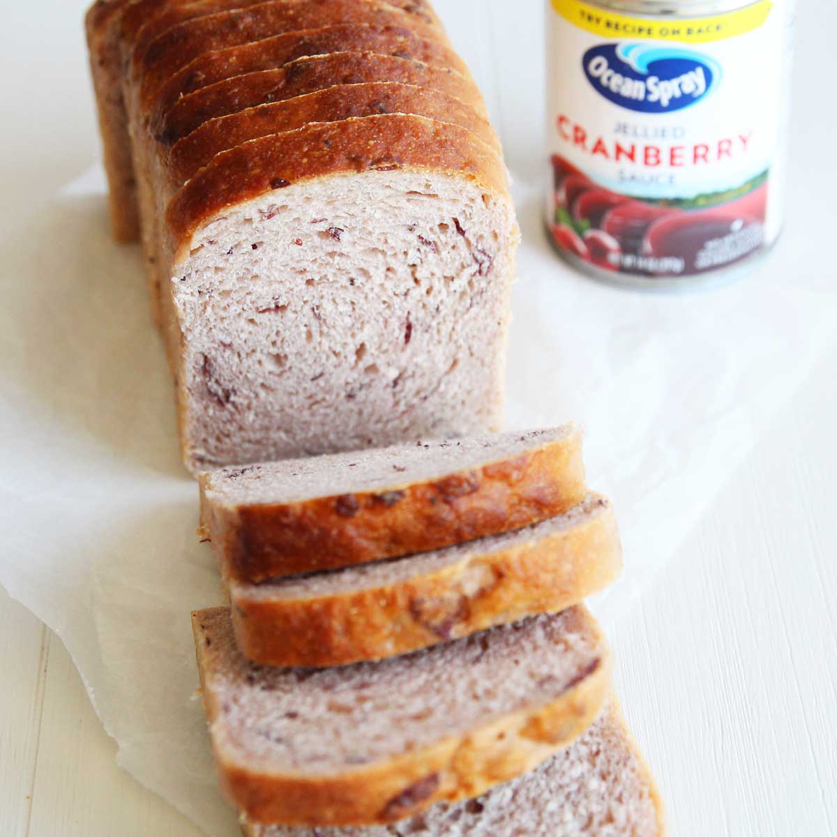 Cranberry Yeast Bread Loaf (An Easy, Vegan Recipe w/ Canned Cranberry Sauce) - yeast bread