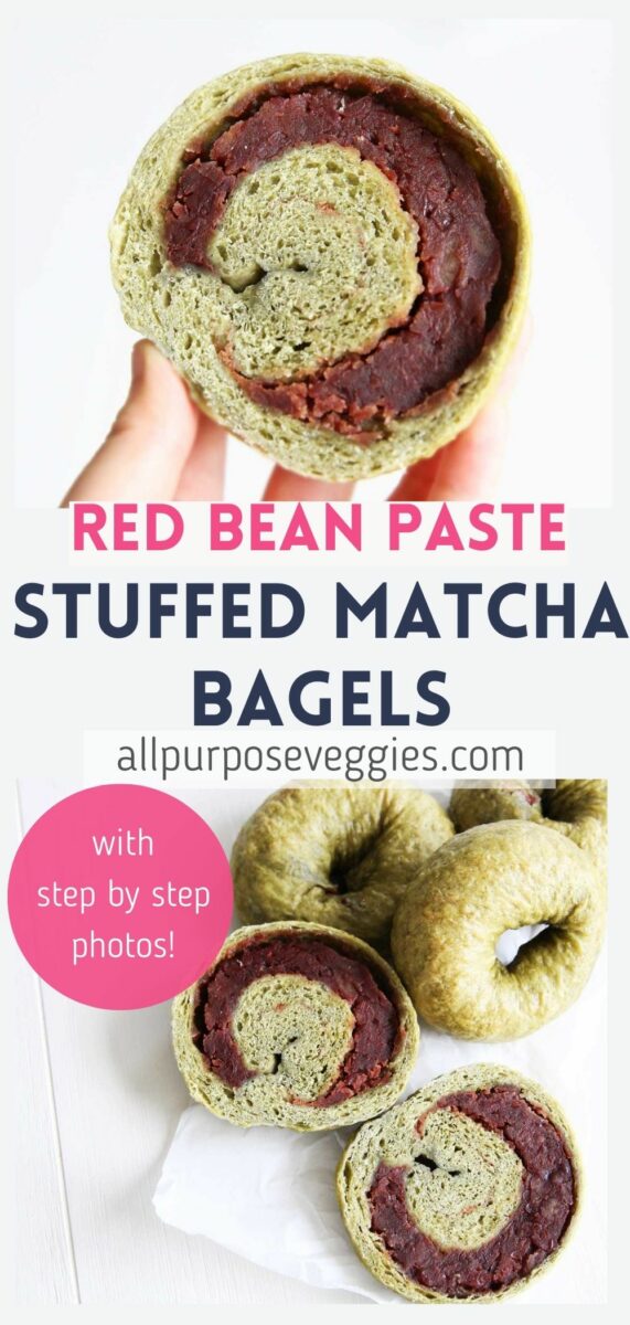 pin image - apv Homemade Applesauce Matcha Bagels with Red Bean Paste FIlling