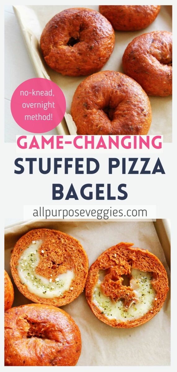 pin image - apv Stuffed Pizza bagel recipe with cheese filling
