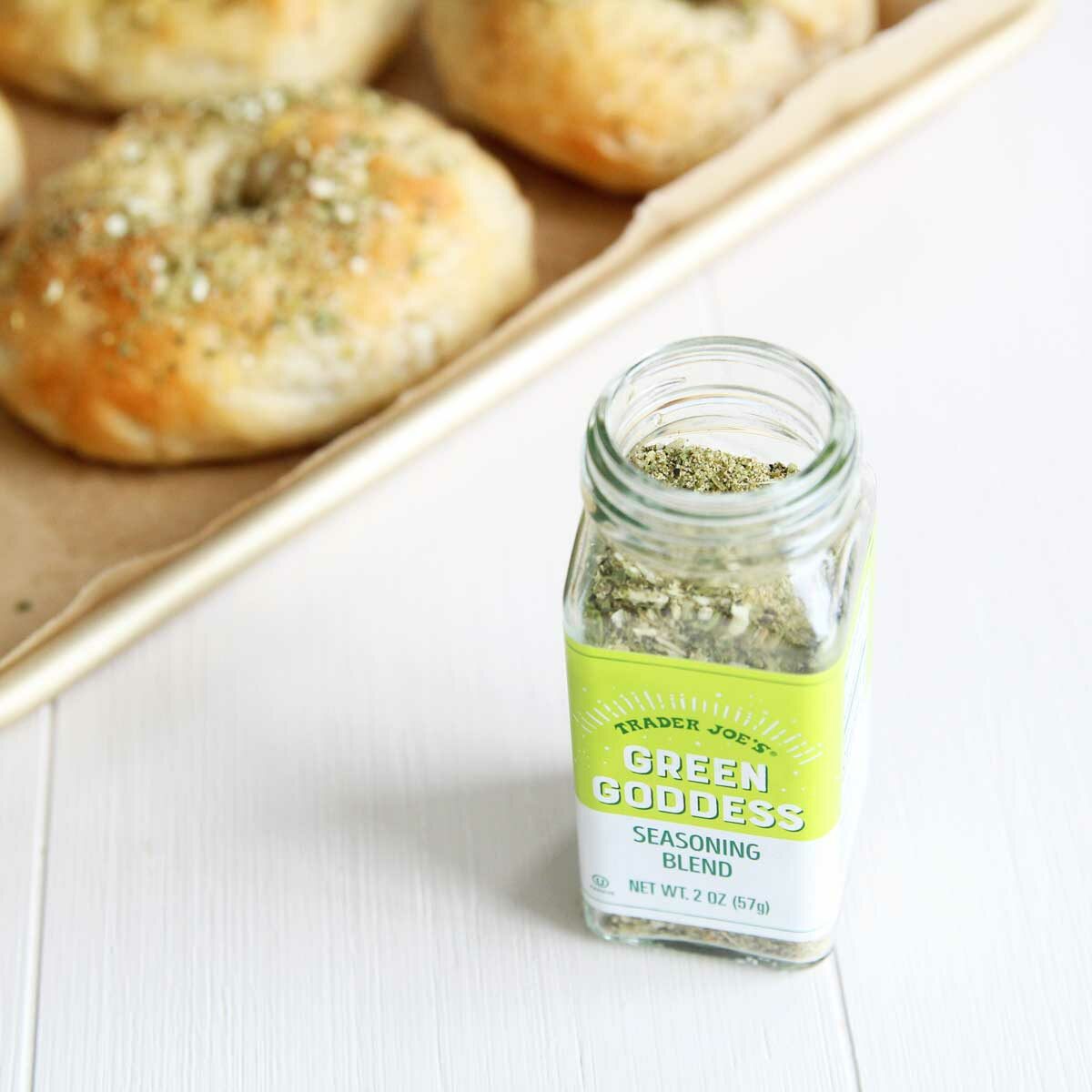 Dried herbs or a green seasoning mix such as Trader Joes Green Goddess Blend for bagel topping
