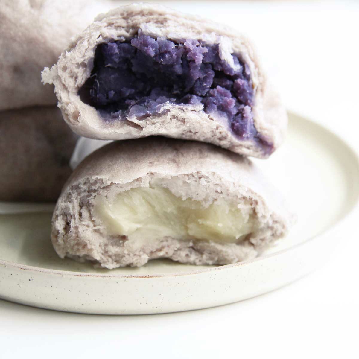 How to Make Purple Sweet Potato Steamed Buns (Healthy Vegan Recipe!) with filling variations