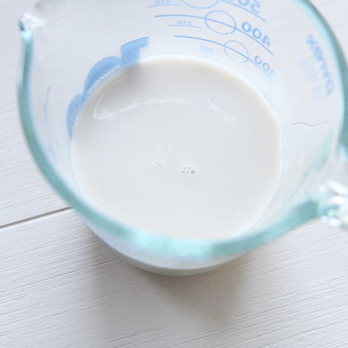 ingredient pic - almond milk in pyrex measuring cup