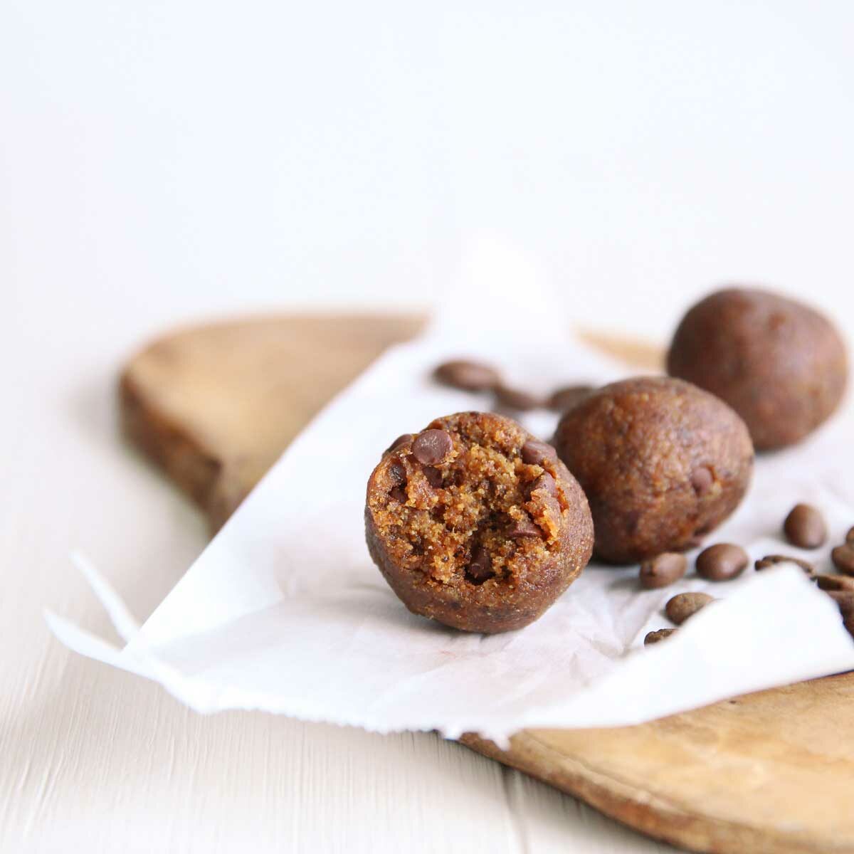 Easy, No-Bake Coffee & Almond Butter Chocolate Chip Cookie Dough Collagen Protein Balls - Cookie Dough Collagen Protein Balls