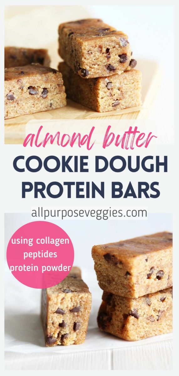 pin image - Almond Butter Chocolate Chip Cookie Dough Collagen Protein Bars
