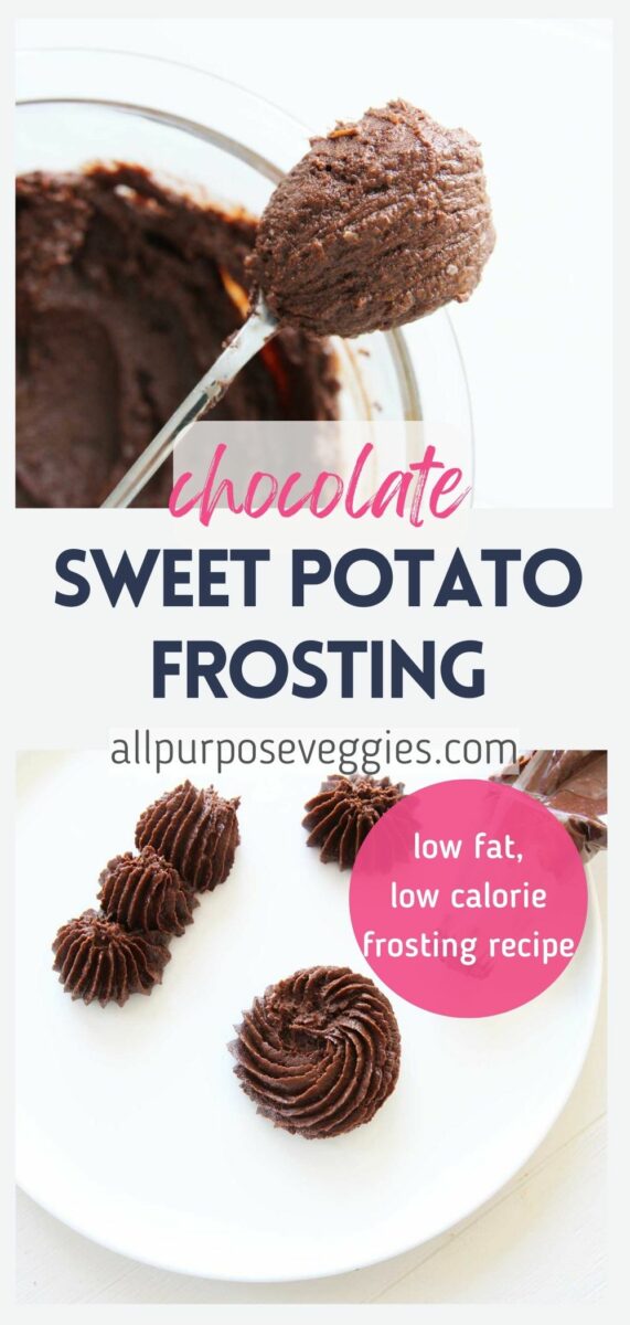 pin image - Easy Chocolate Sweet Potato Frosting (Healthy Vegan Recipe)