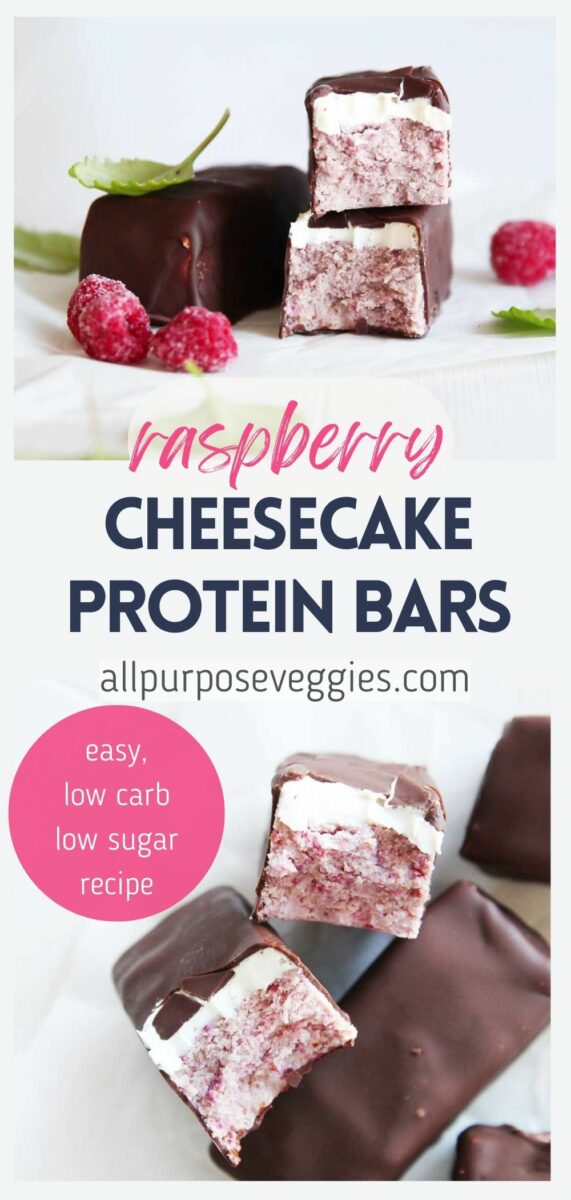 pin image - Healthy Raspberry Cheesecake Protein Bars (Low Carb, Low Sugar Recipe)