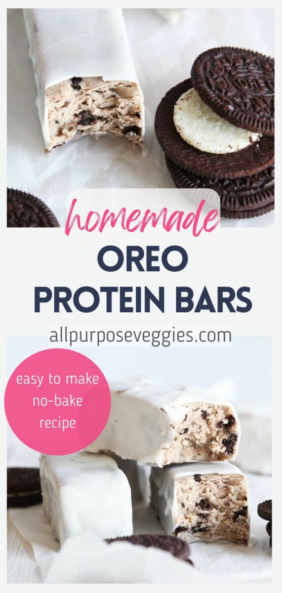 pin image - Homemade Oreo Cookies and Cream Protein Bars (Easy, No-Bake Recipe)