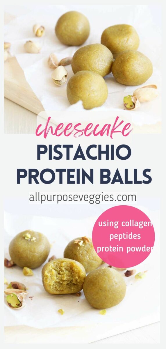 pin image - Keto Pistachio Cheesecake Collagen Protein Balls Low Carb Energy Bites