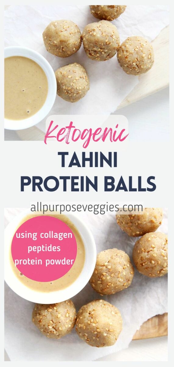 pin image - Keto Tahini Collagen Protein Balls post workout snack