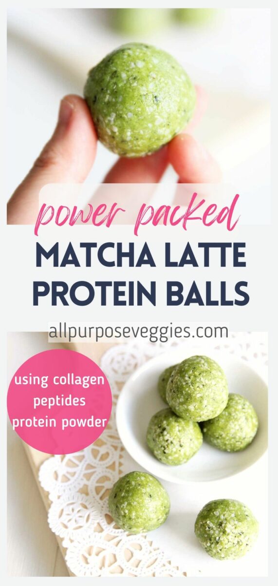 pin image - Power Packed Matcha Latte Protein Balls Recipe with Collagen Peptides
