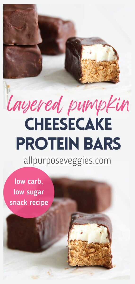 Healthy Layered Pumpkin Cheesecake Protein Bars (Low Carb, Low Sugar)
