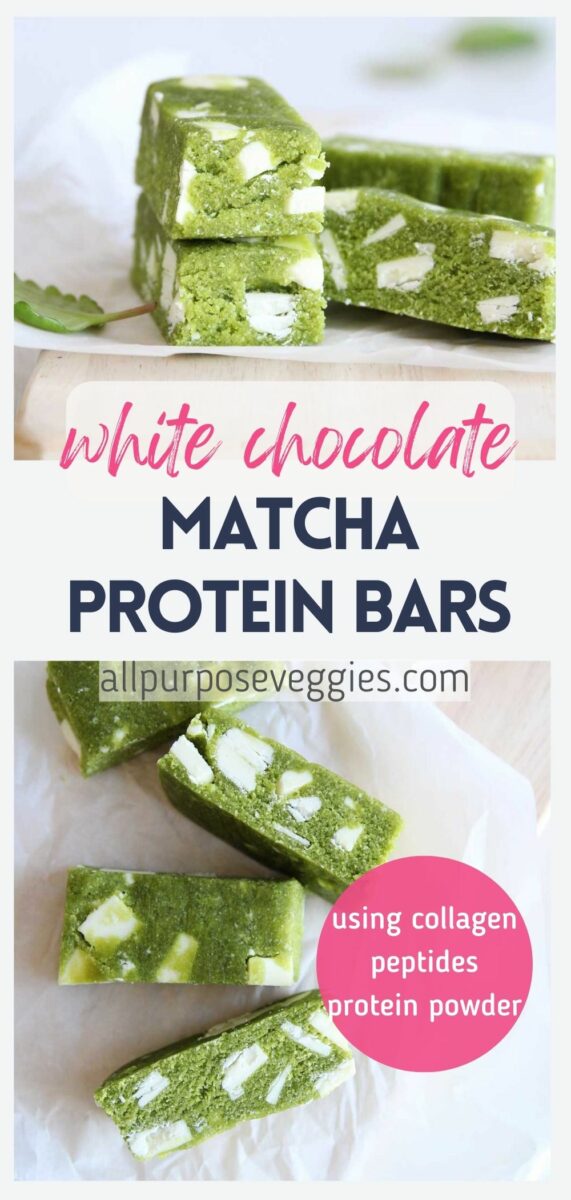 pin image - apv Healthy White Chocolate Matcha Collagen Protein Bars (Nut Free Recipe)
