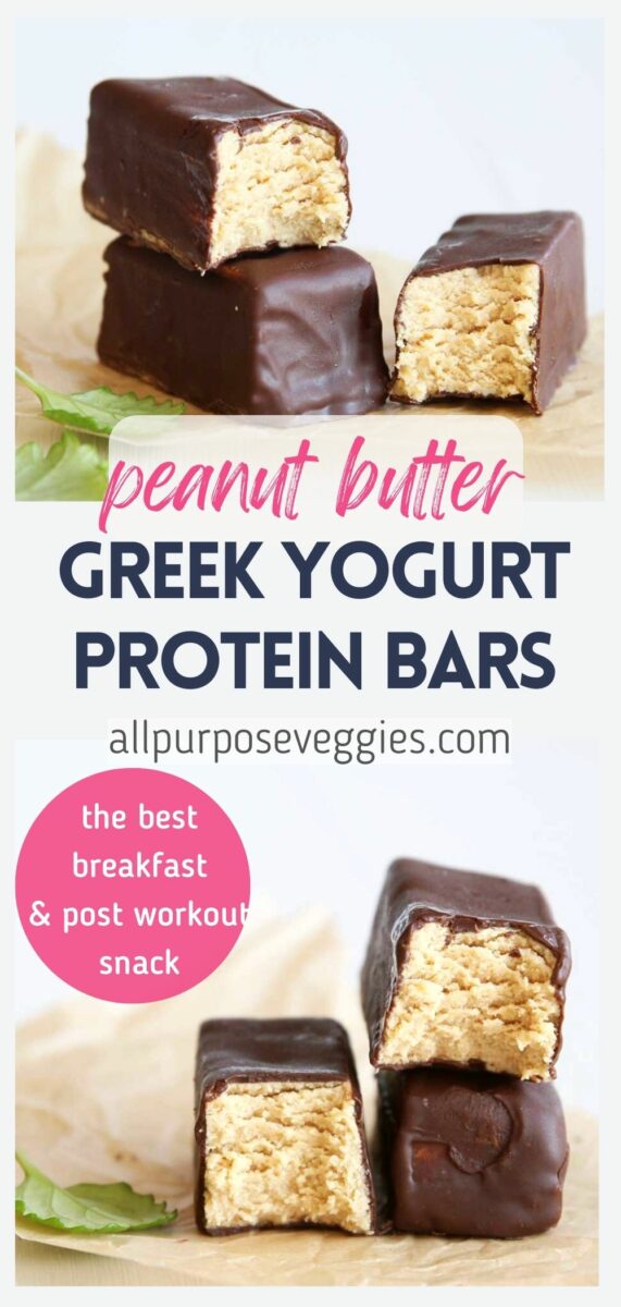 pin image - apv Simple Greek Yogurt Peanut Butter Protein Bars to eat for Breakfast or Post-Workout
