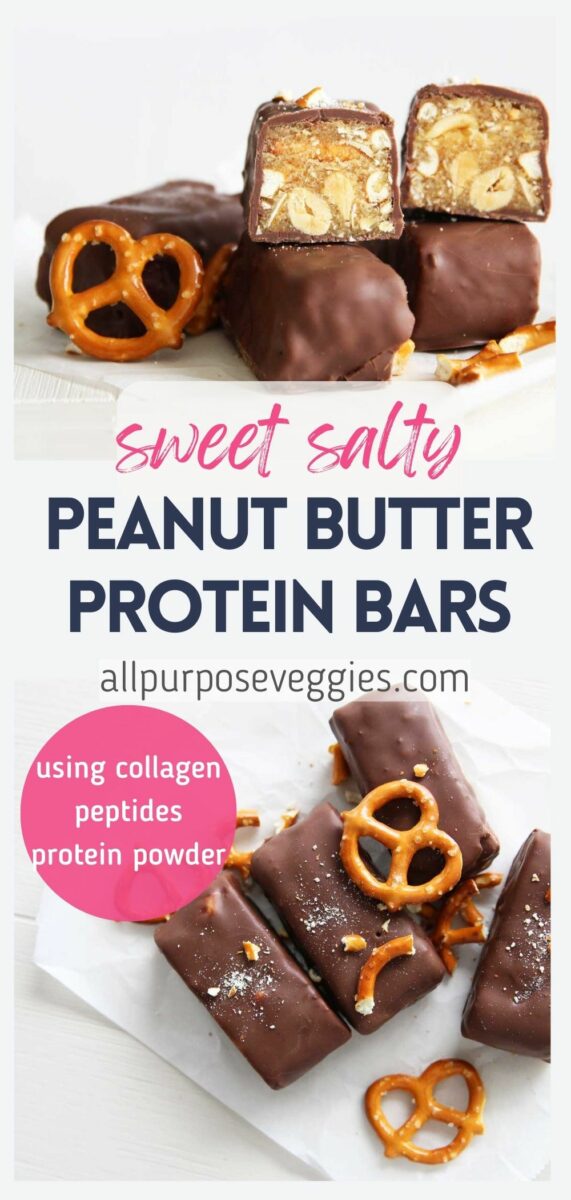 pin image - apv Sweet & Salty Peanut Butter Protein Bars Recipe (made with Collagen Peptides)