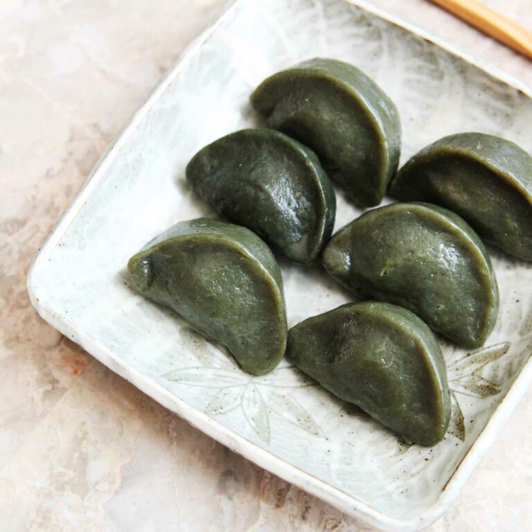 healthier sweet potato mugwort songpyeon korean rice cake 고구마 쑥송편