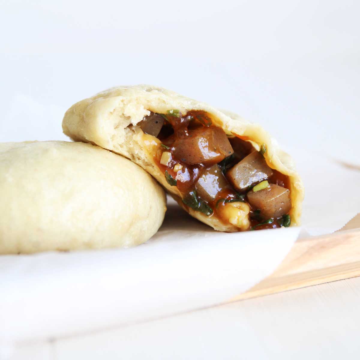 vegan steamed bun filling ideas - konjac soy sauce