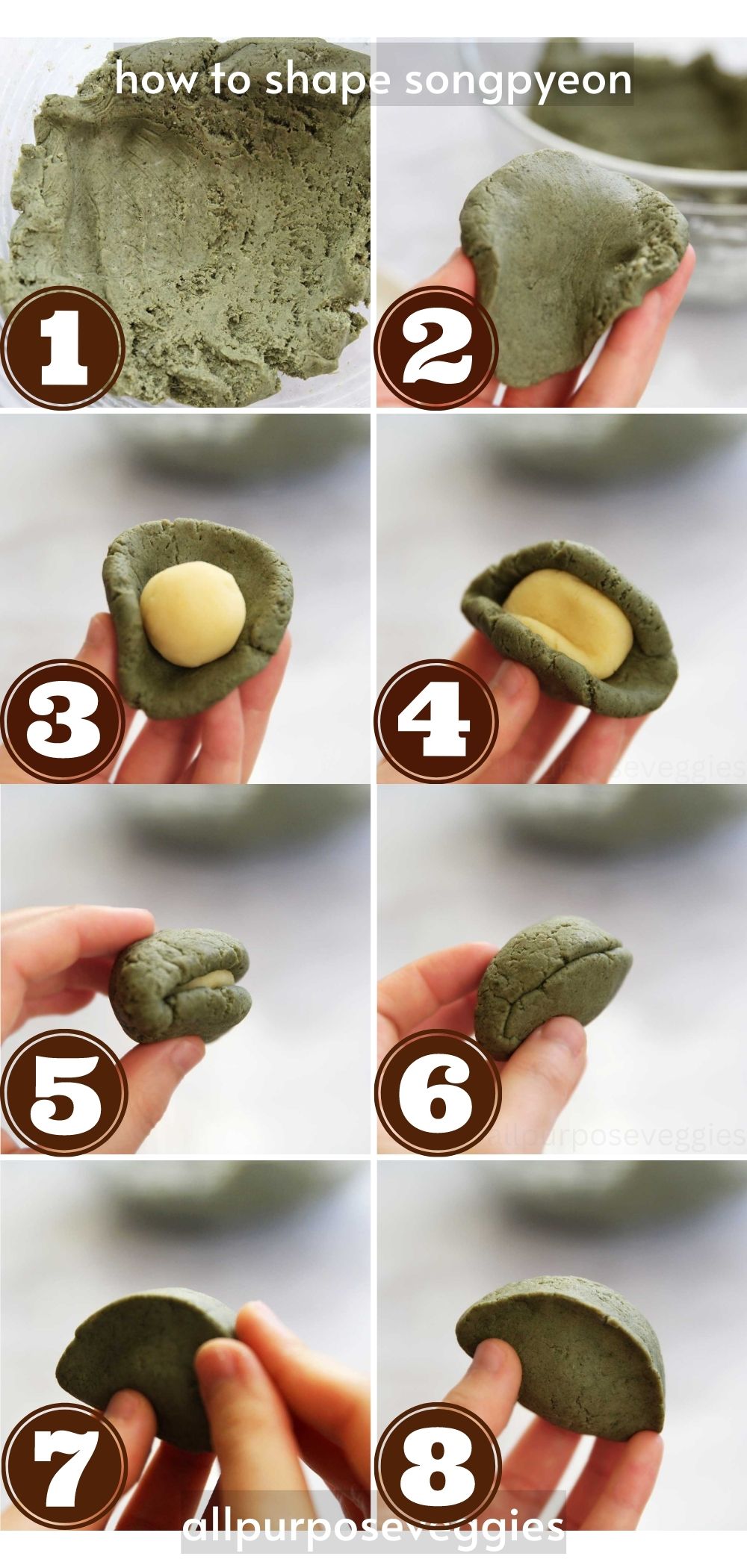 how to shape mugwort songpyeon 고구마송편 - watermarked