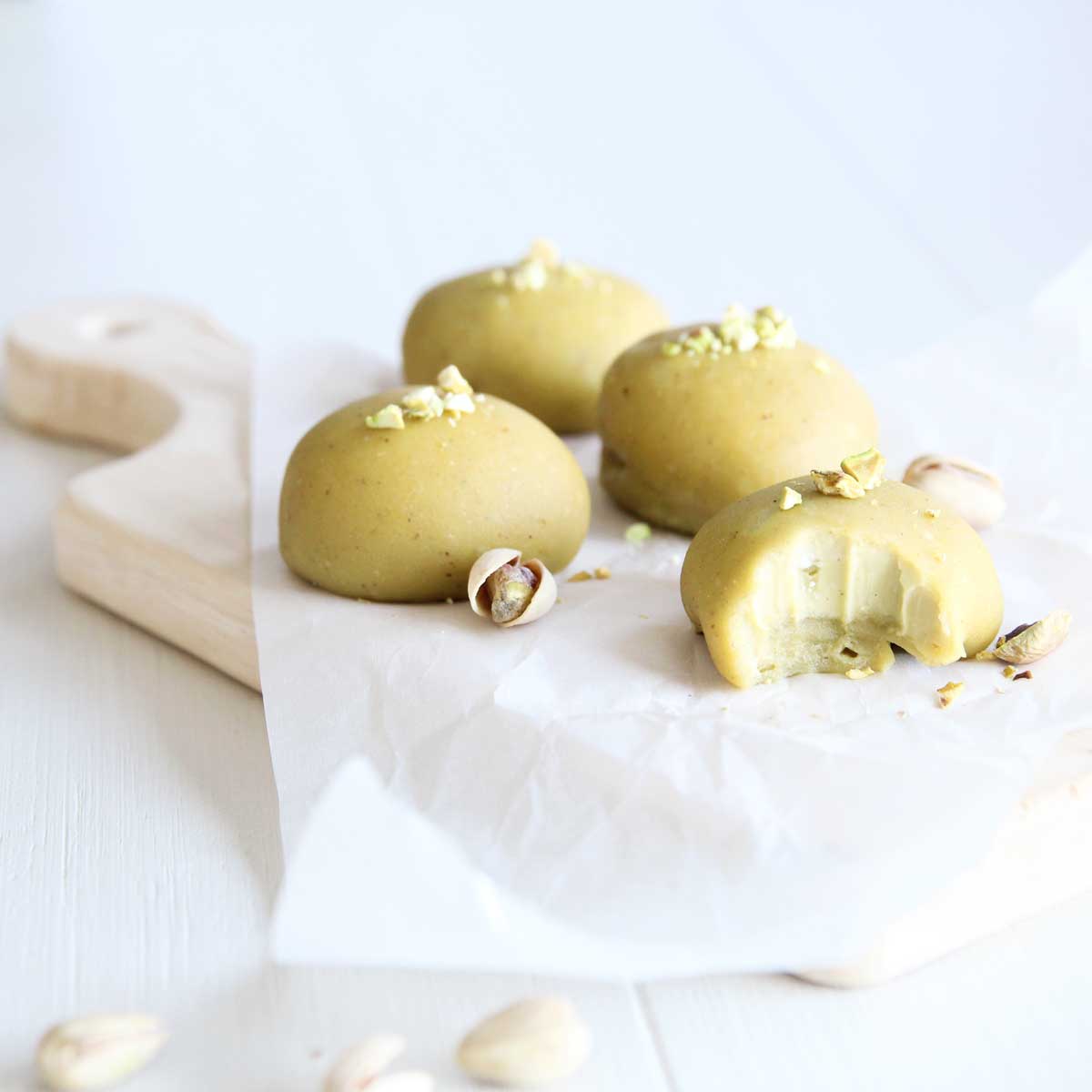 The Best Ever Pistachio Butter Mochi (Made with Mochiko Flour) - Lemon Whipped Cream