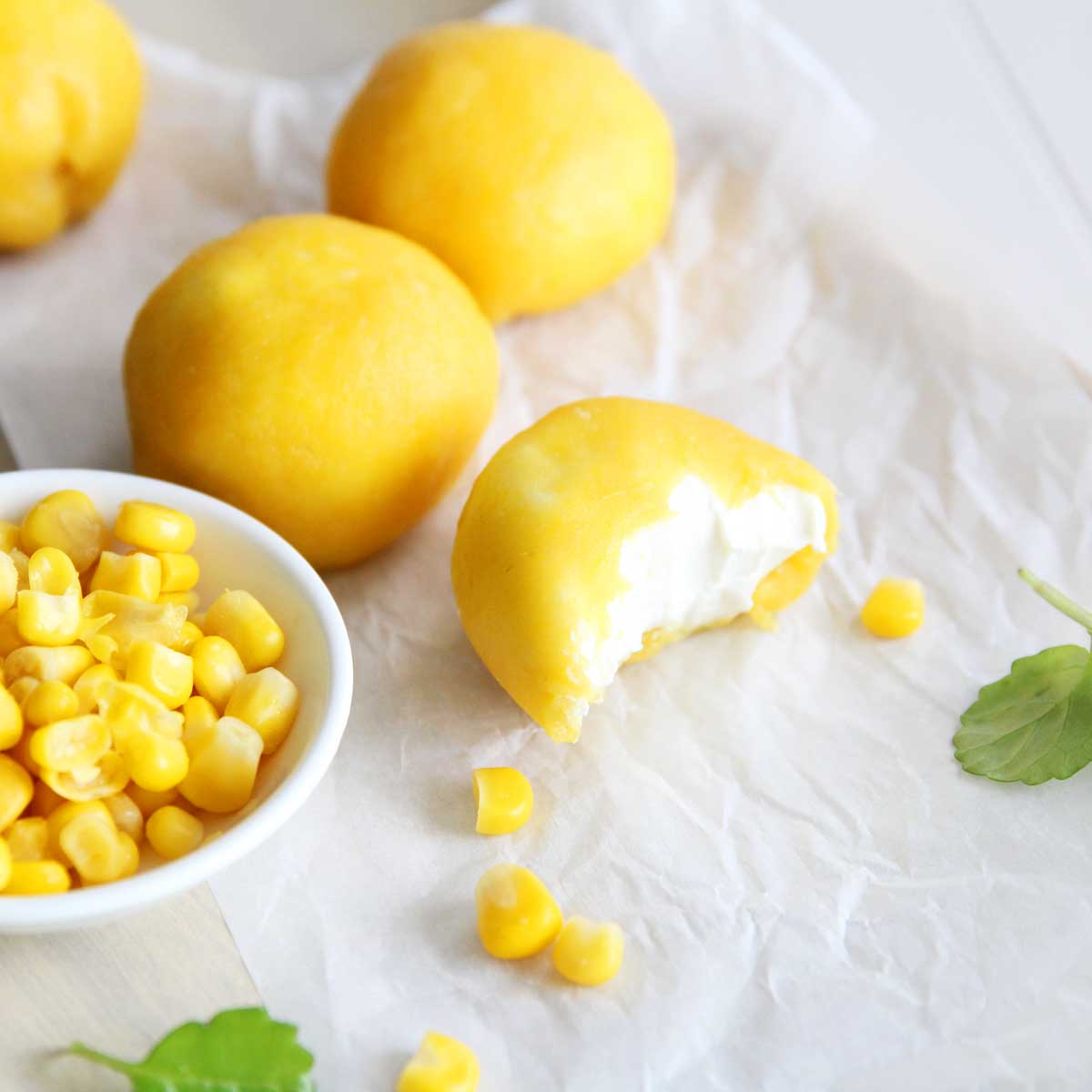 Savory Sweet Corn Mochi Made in the Microwave - Lemon Snow Skin Mooncakes