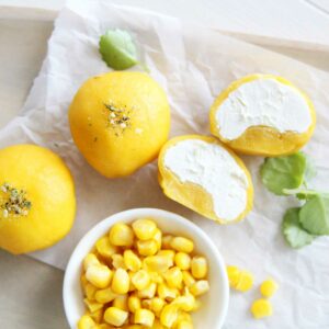 Savory Sweet Corn Mochi with Cheese FIlling