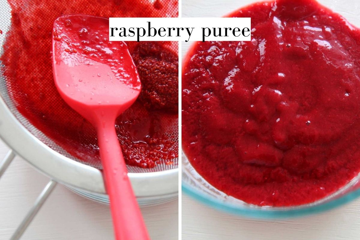 ingredient - raspberry puree thru fine mesh sieve