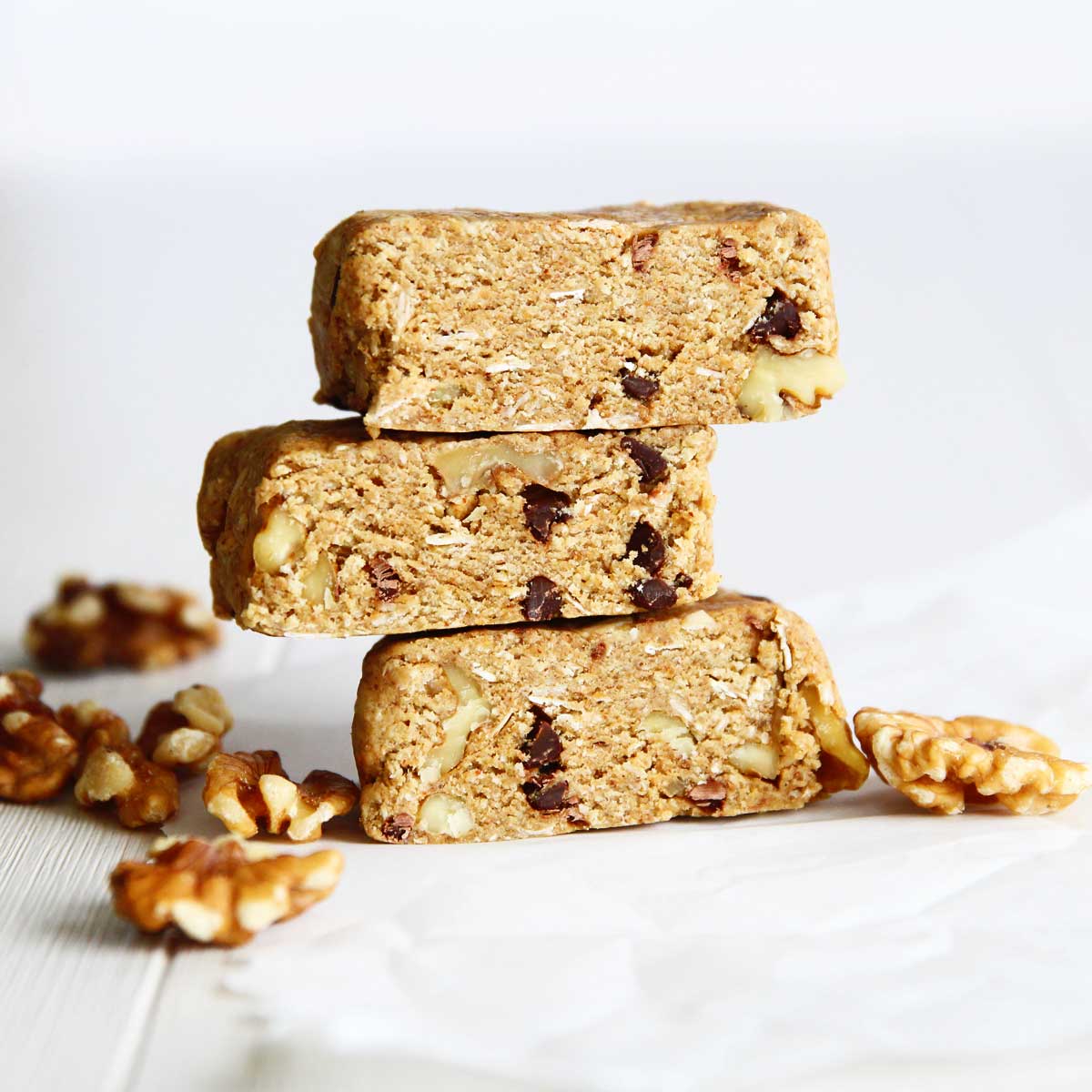 Chocolate Chip Banana Oat Protein Bars (Healthy Vegan Recipe) - Peanut Butter Glaze