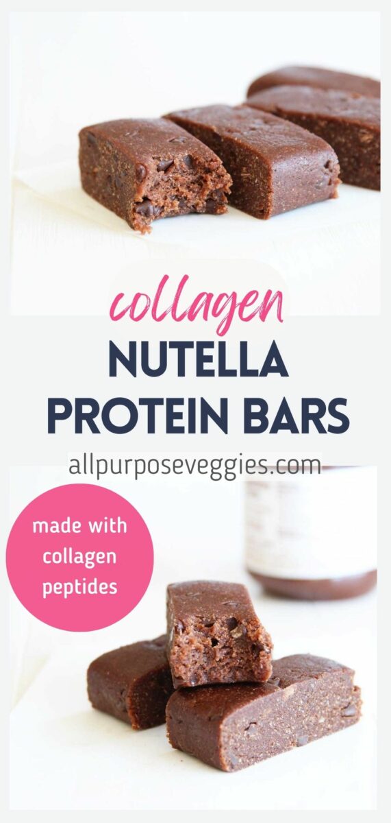 pin image - nutella chocolate chip collagen protein bars - collagen peptides recipe