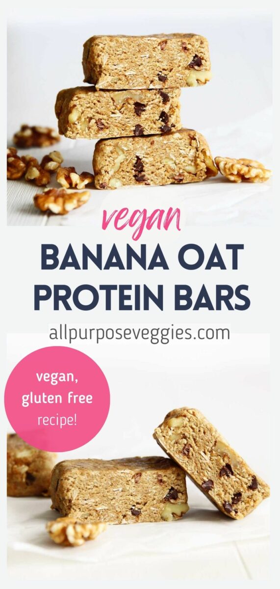 pin image - Chocolate Chip Banana Oat Protein Bars (Healthy Vegan Recipe)
