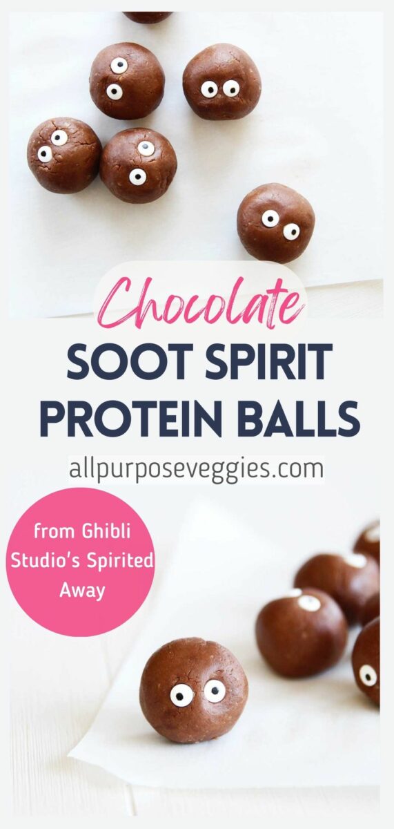 pin image - Soot Spirit Chocolate Protein Balls for Halloween (no-bake, Vegan recipe)