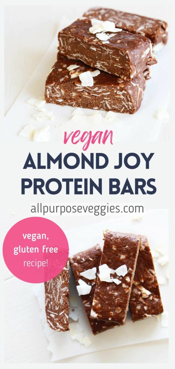 pin image - Vegan Coconut Chocolate Almond Joy Protein Bars

