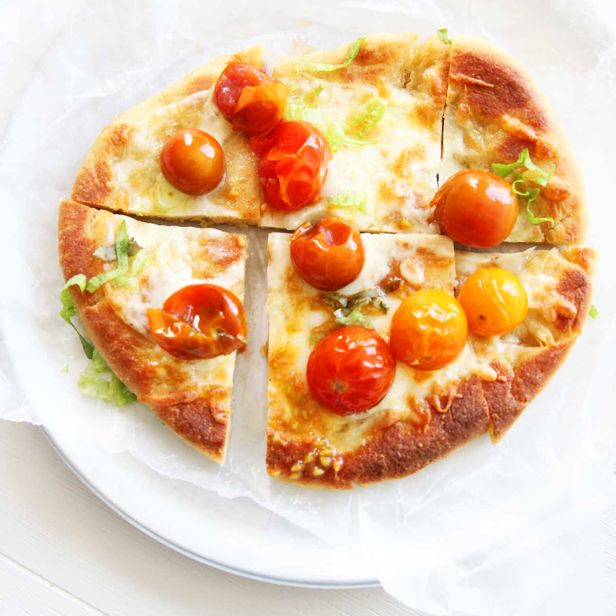 vegan flatbread topping ideas and flatbread pizza recipes - cherry tomatoes