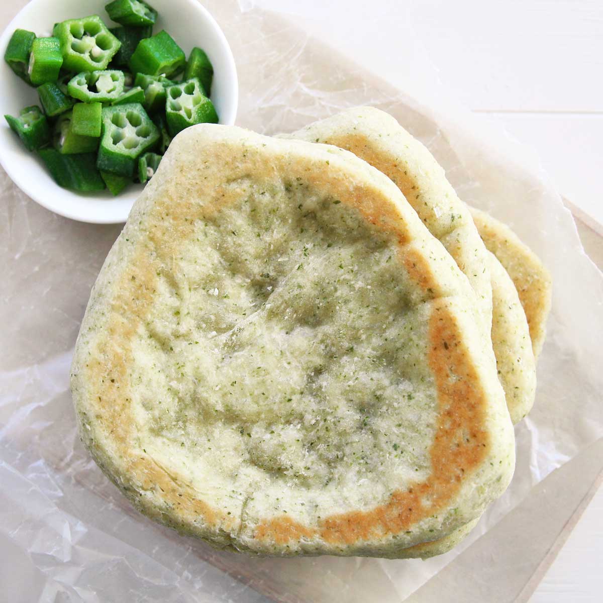 Quick & Easy Okra Flatbread (Naan) Made in the Food Processor - Zucchini Flatbread