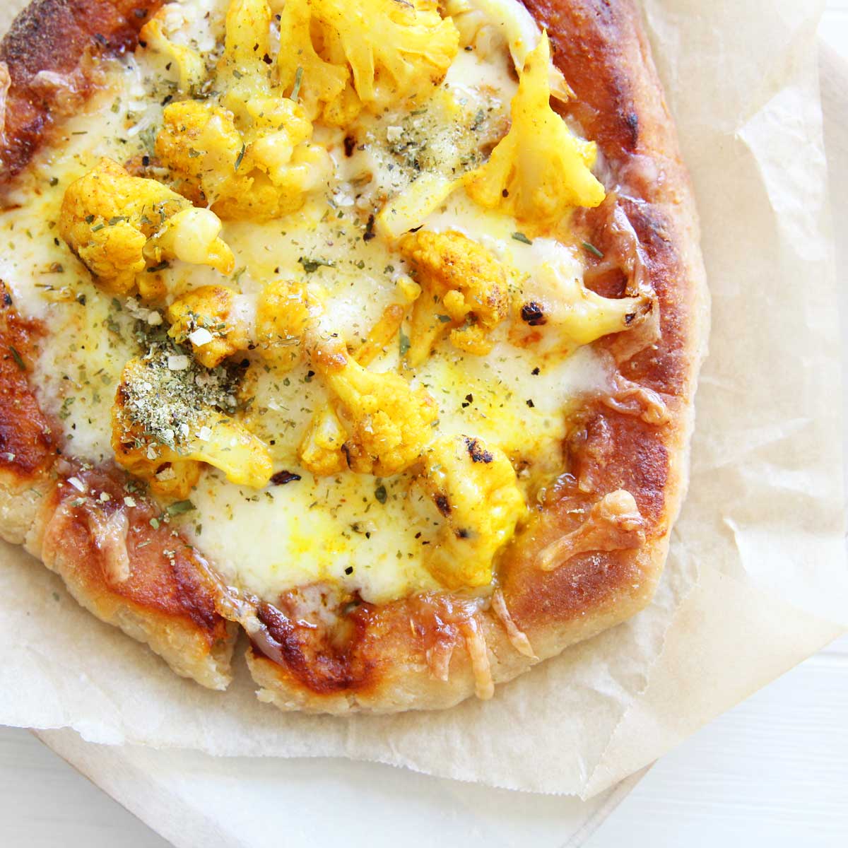 pizza naan ideas and recipes - curried cauliflower
