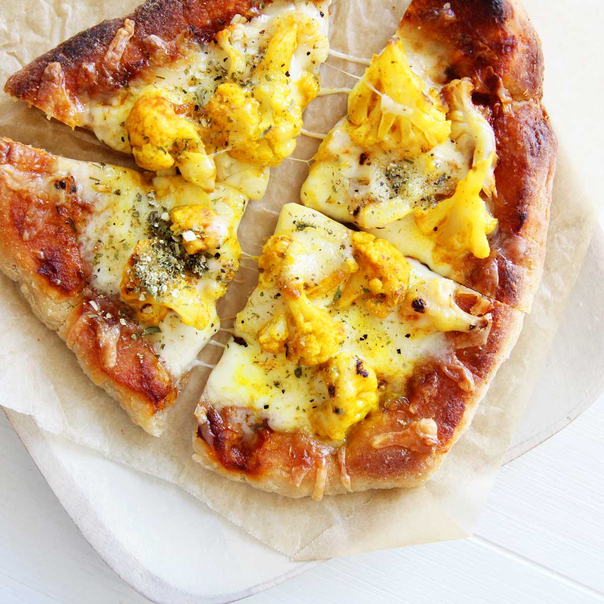 pizza naan ideas and recipes - curried cauliflower