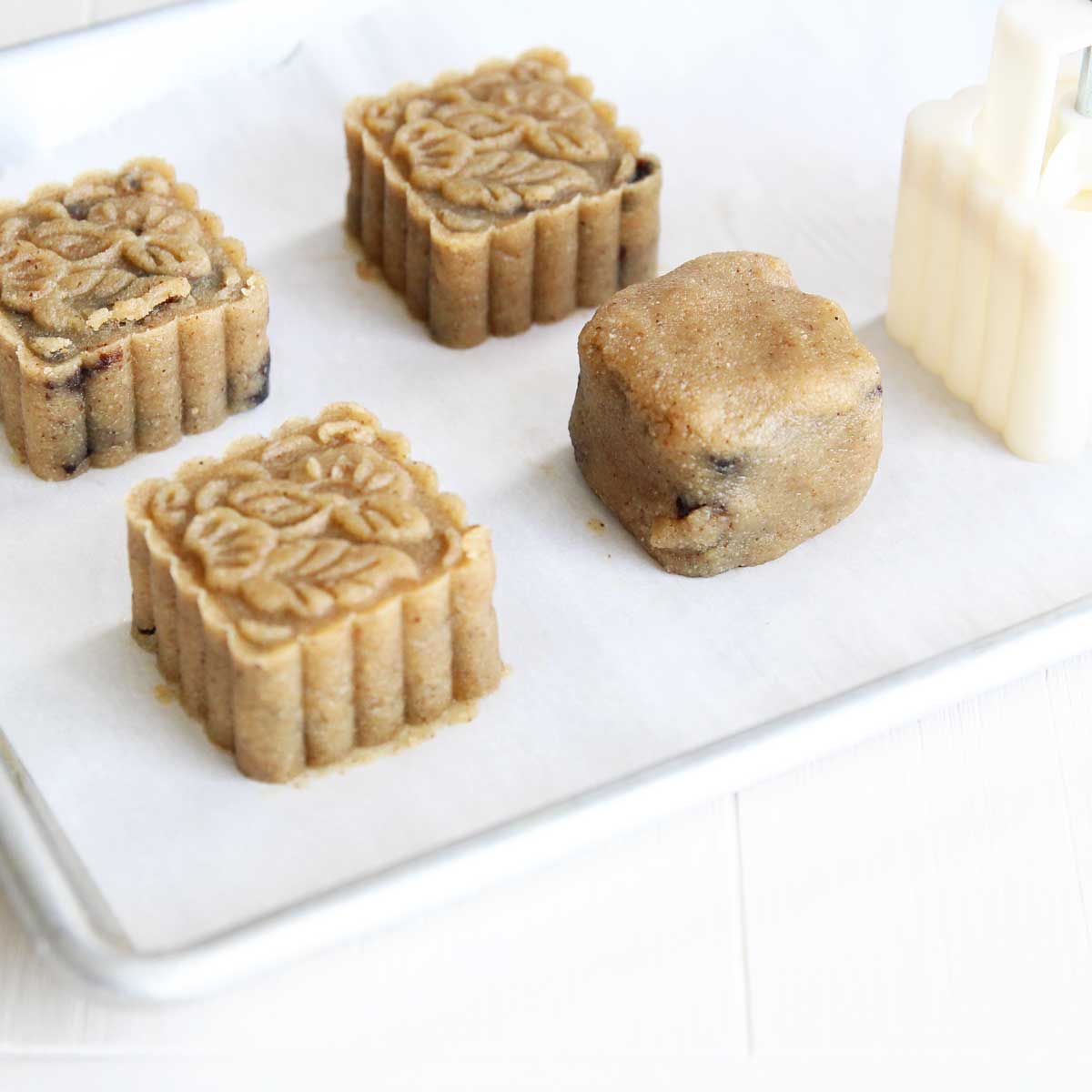 Walnut Butter Mooncakes with a Surprise Brownie Filling - Walnut Butter Mooncakes