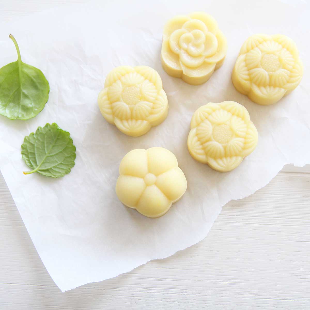 Homemade Durian Snow Skin Mooncakes with Mung Bean Filling - Lemon Whipped Cream