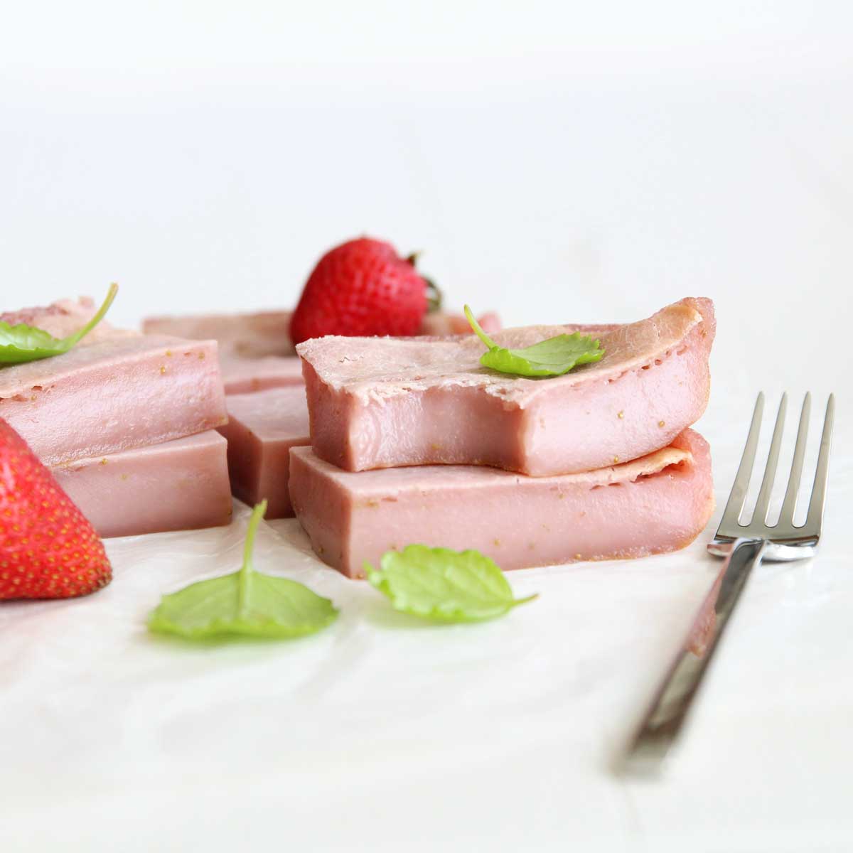 Deliciously Soft & Chewy Baked Strawberry Mochi Cake (Nian Gao) - Peppermint Whipped Cream
