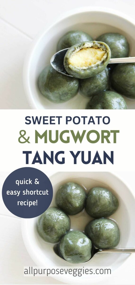 pin image - Mugwort Sweet Potato Tang Yuan (Dango) with Mung Bean Filling