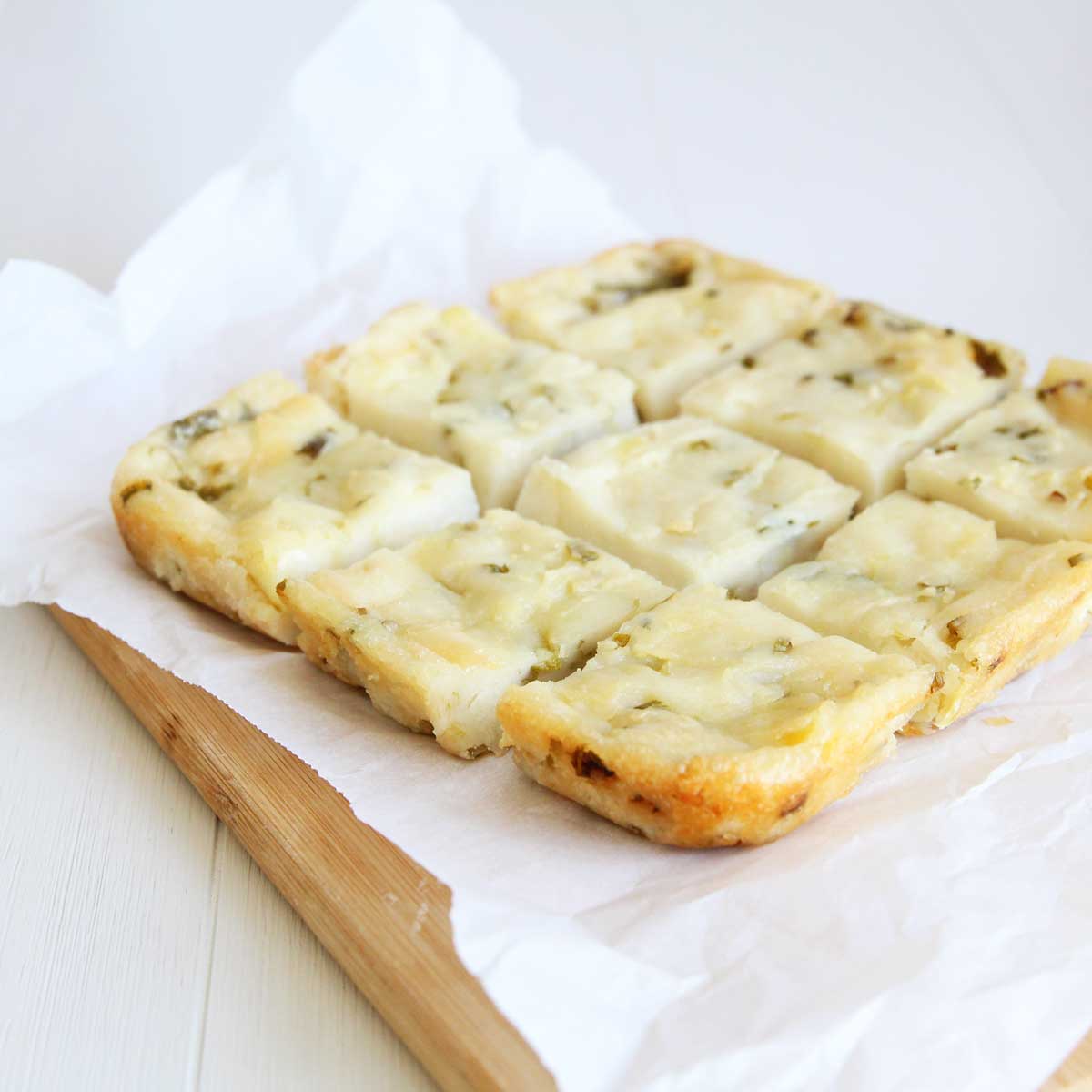 Savory Twist: Green Onion and Potato Mochi Cake (Nian Gao) - Sweet Matcha Whipped Cream