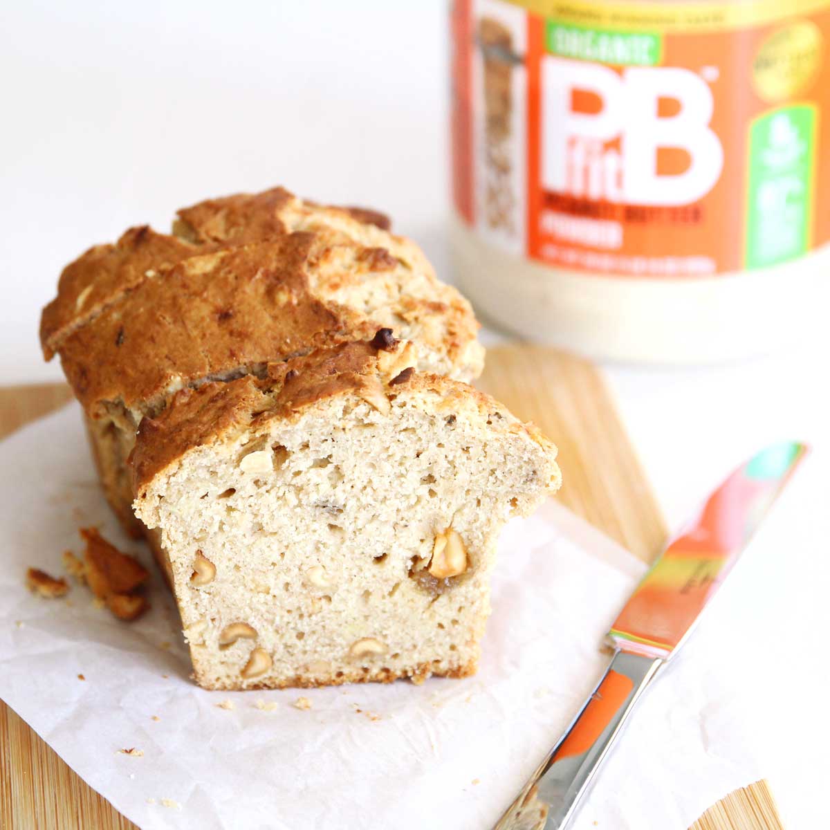 High Protein PB Fit Peanut Butter Banana Bread (Dairy Free, Egg Free Recipe) - Birthday Cake Banana Bread