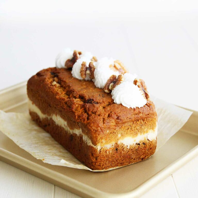 Carrot Pumpkin Bread with Vegan Cream Cheese Frosting (Eggless, Dairy Free Recipe)