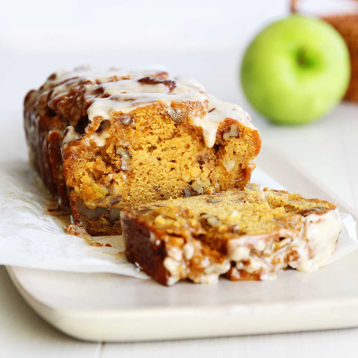 Country Apple Pumpkin Bread with Maple Glaze (Healthy Low Fat & Vegan) - Brown Sugar Whipped Cream