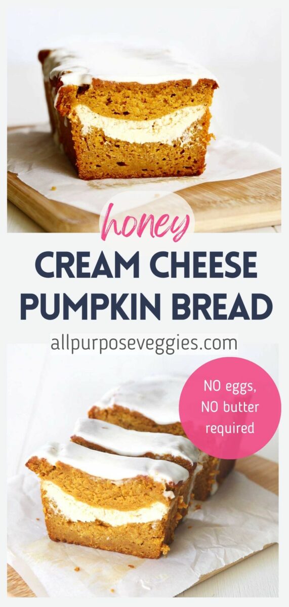 pin image - Incredibly Moist Honey Pumpkin Bread with Cream Cheese Swirl Filling