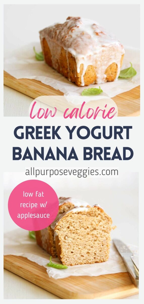 pin image - Low Calorie Greek Yogurt Applesauce Banana Bread Recipe (Egg Free)