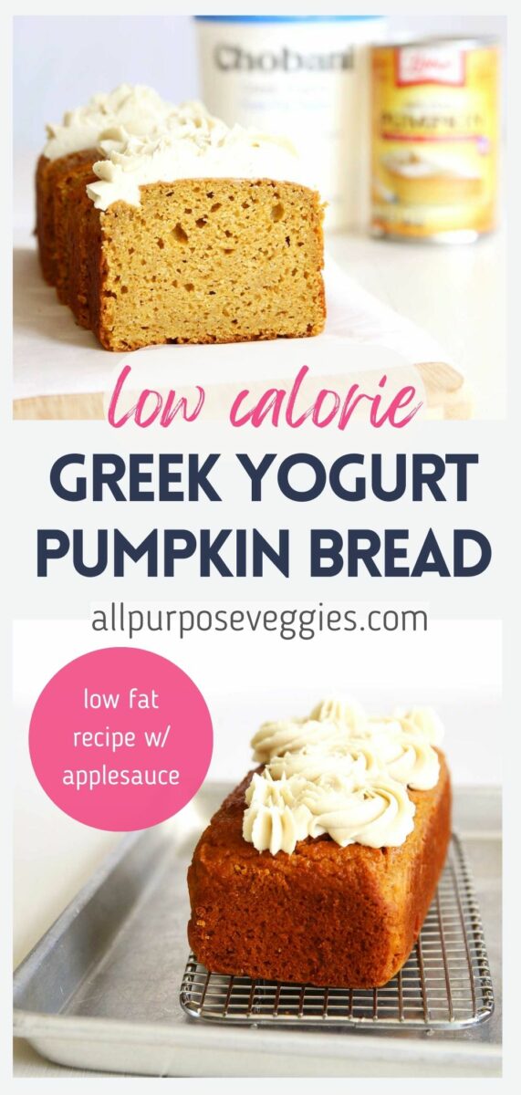 pin image - Low Fat, Low Calorie Pumpkin Bread with Greek Yogurt & Applesauce