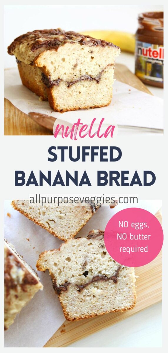 pin image - Super Moist Nutella Stuffed Banana Bread with Olive Oil Almond Flour